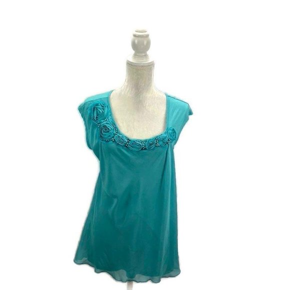 Daisy Fuentes Mixed Media Top Chiffon Overlay PL - Picture 1 of 8
